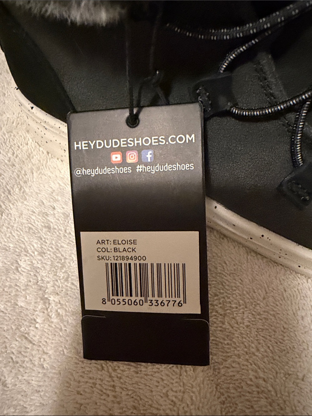 Hey Dude Black Ankle Boots with Gray Faux-Fur Trim - Picture 6 of 6